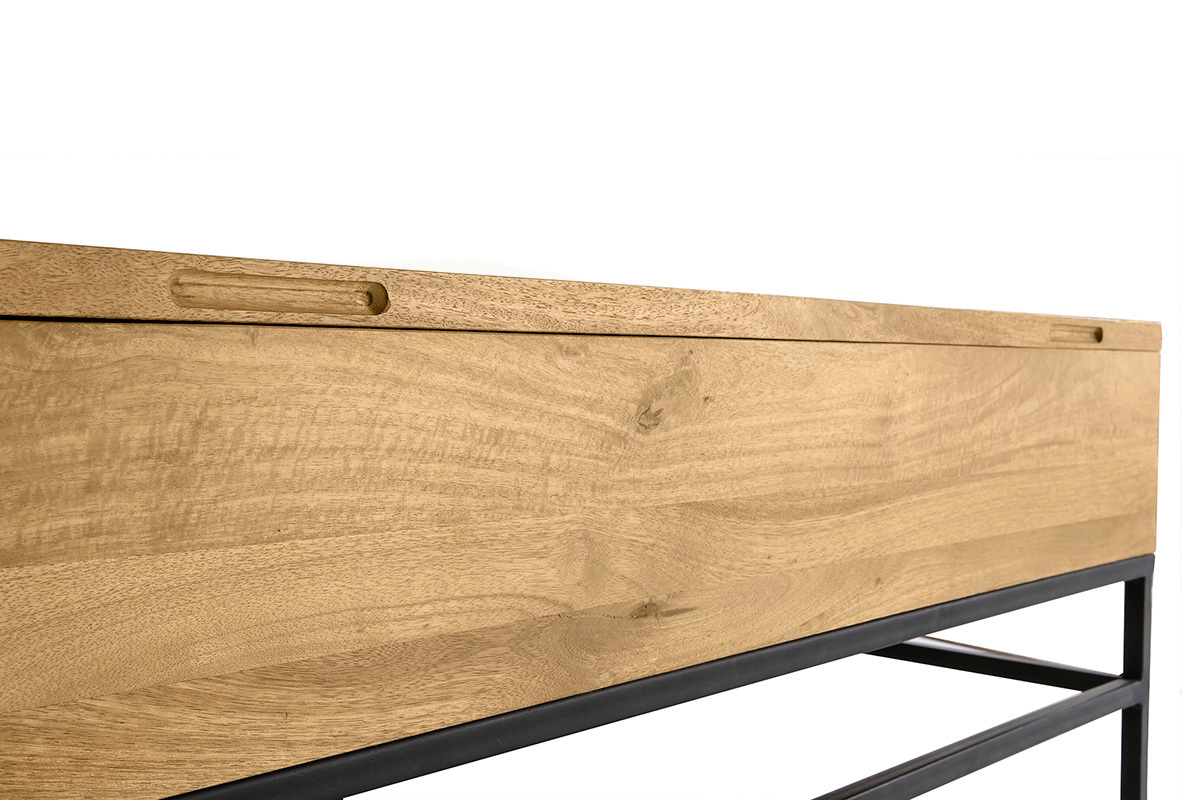 Mesa de centro elevable industrial mango y metal L110 cm YPSTER
