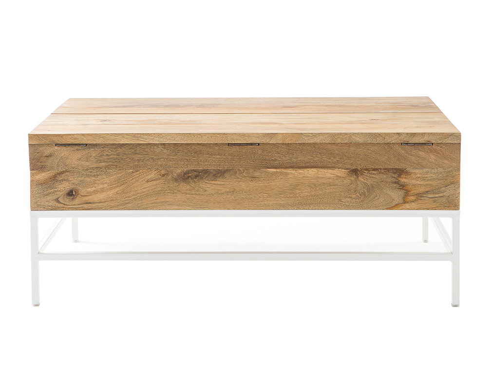 Mesa de centro elevable mango y metal blanco BOHO - Mesa de centro elevable mango y metal blanco BOHO
