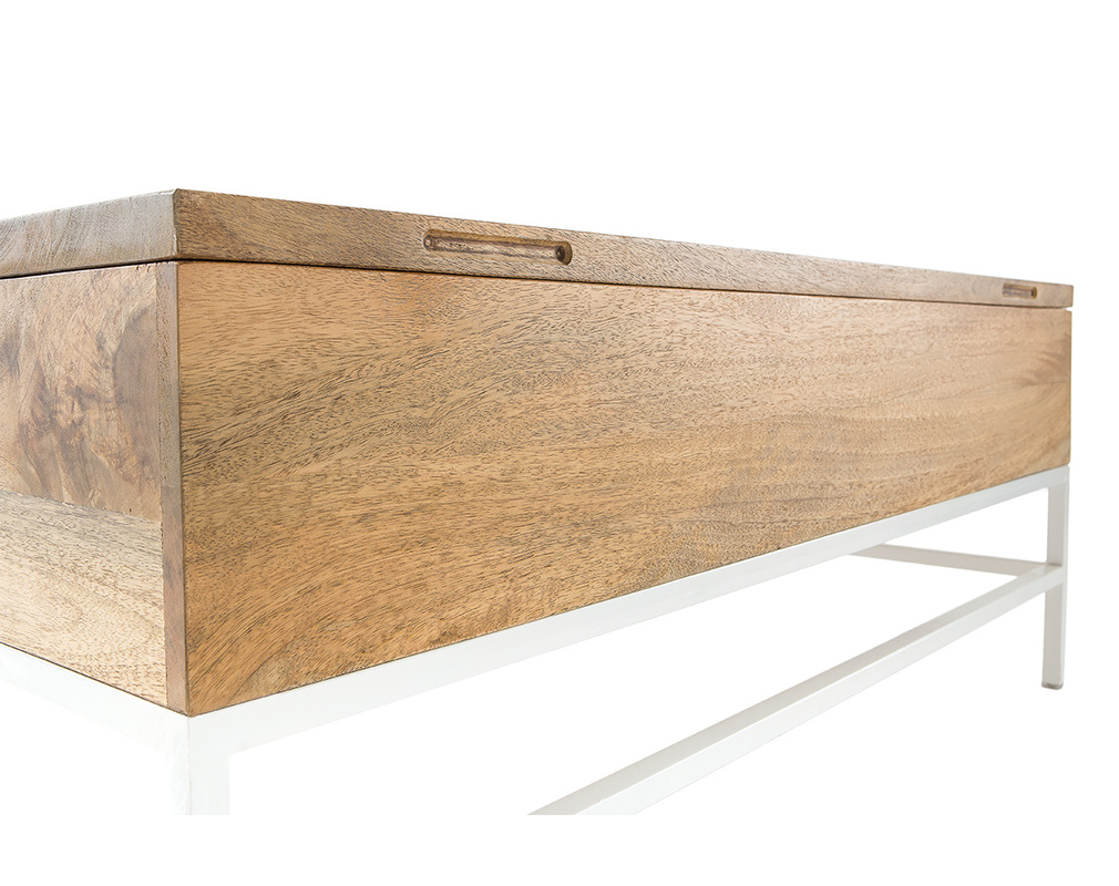 Mesa de centro elevable mango y metal blanco BOHO - Dos Mesa de centro elevable mango y metal blanco BOHO