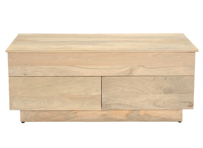 Mesa de centro elevable rectangular de madera clara de mango maciza L102 cm NEXO