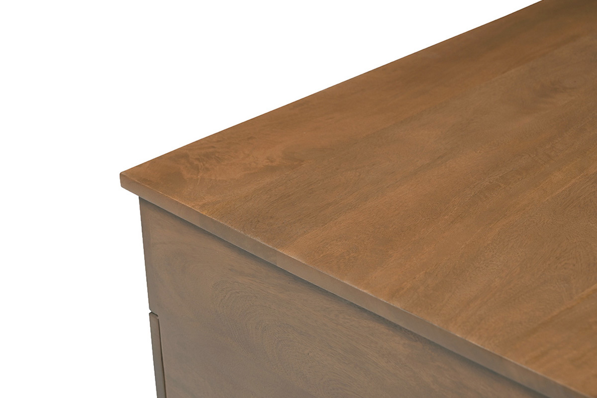 Bandeja de la mesa de centro NEXO en mango macizo, vista superior, acabado en madera oscura.