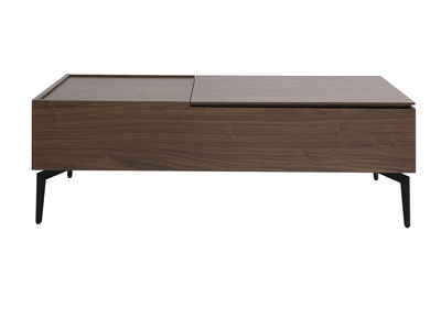 Mesa de centro elevable rectangular madera oscura acabado nogal y metal negro L103 cm SEDA