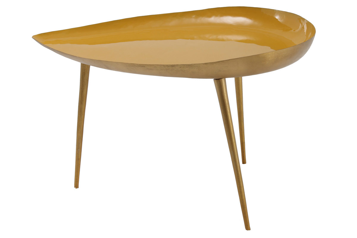 Mesa de centro en acero lacada amarillo DROP