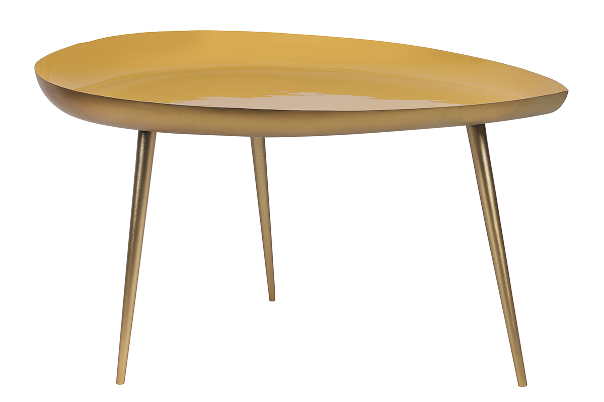 Mesa de centro en acero lacada amarillo DROP