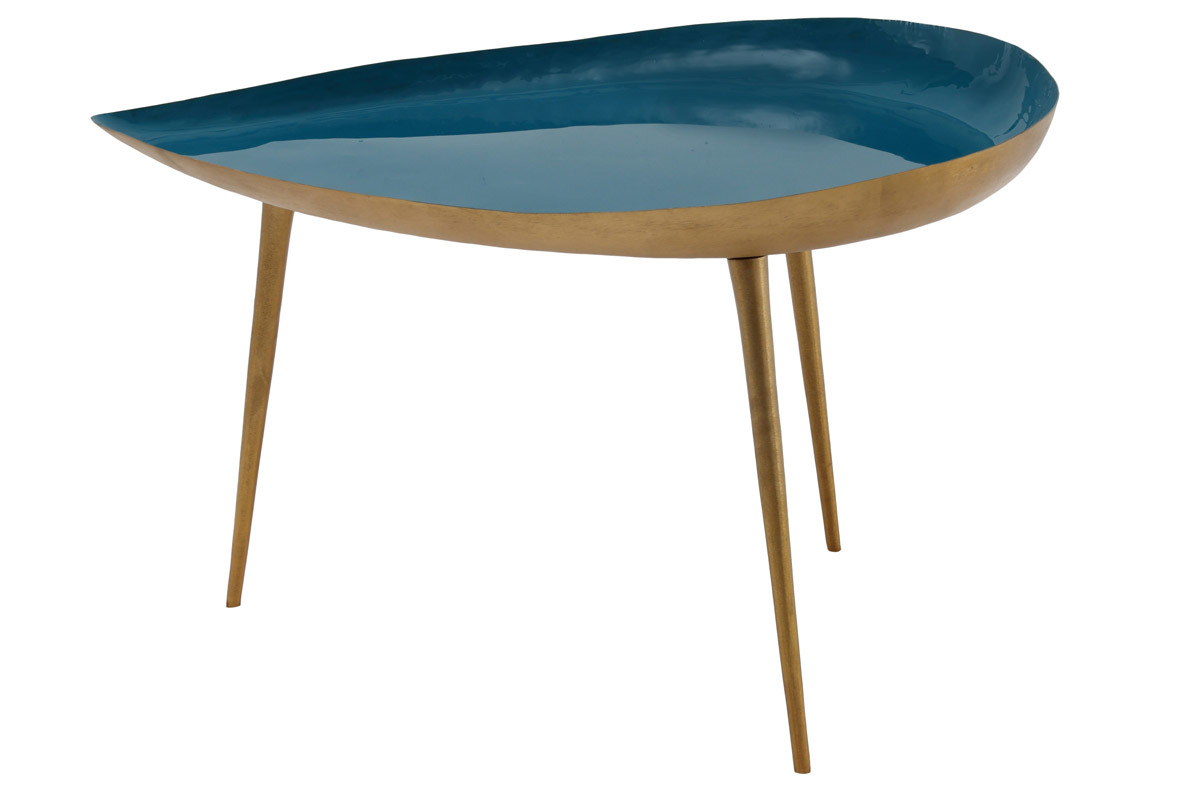 Mesa de centro en acero lacada azul petrleo DROP