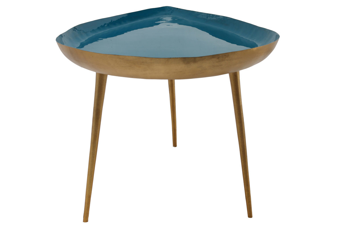 Mesa de centro en acero lacada azul petrleo DROP