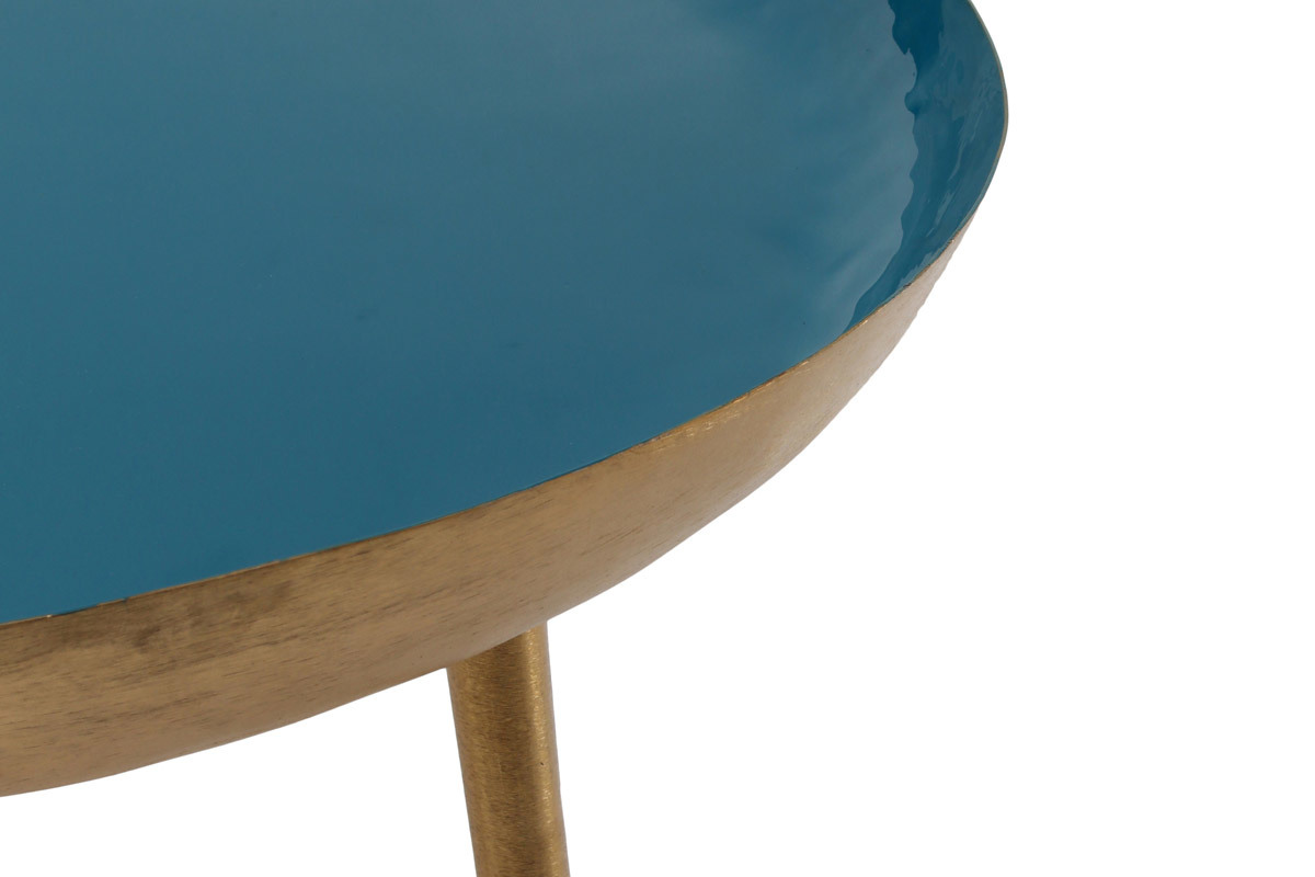Mesa de centro en acero lacada azul petrleo DROP