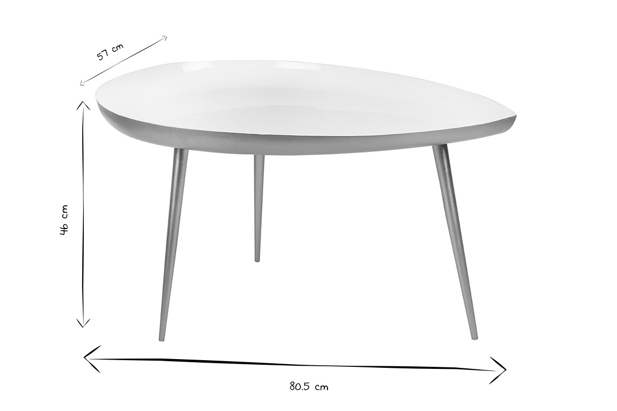 Mesa de centro en acero lacada blanco DROP