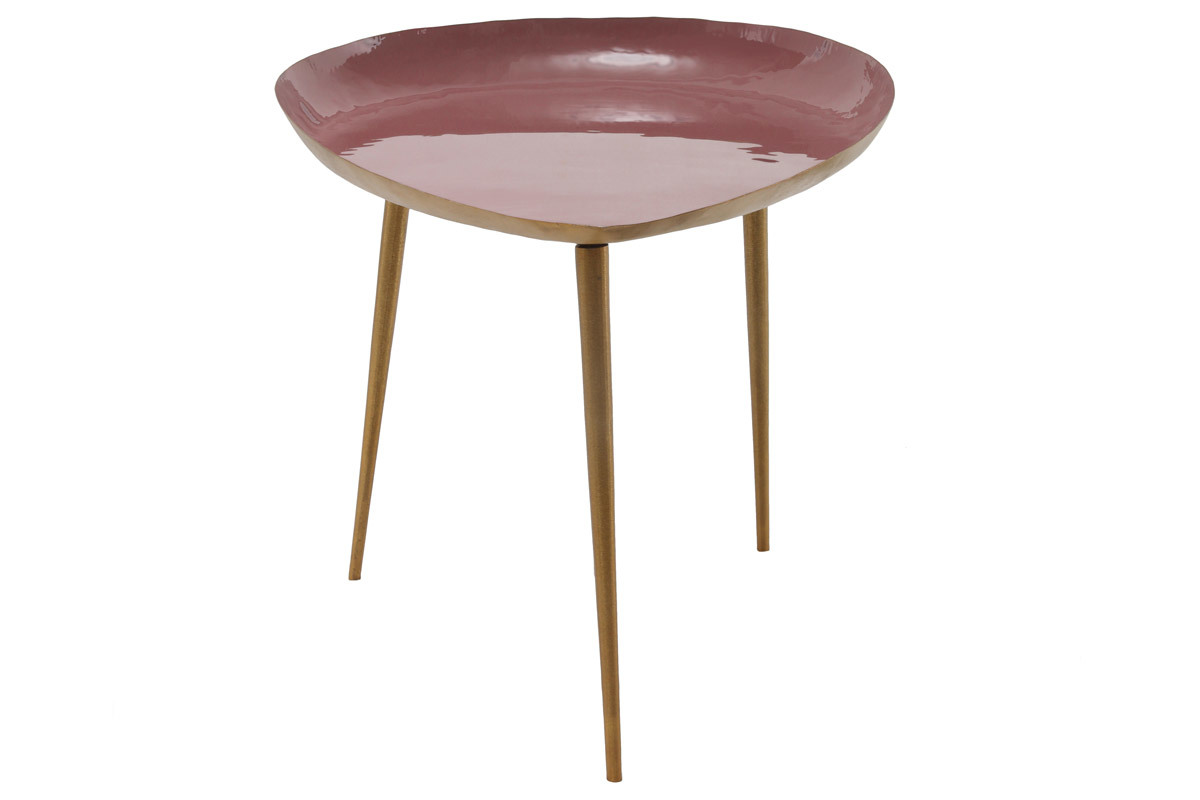 Mesa de centro en acero lacada rosa DROP