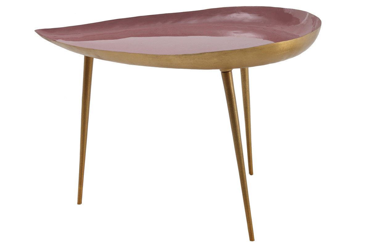 Mesa de centro en acero lacada rosa DROP