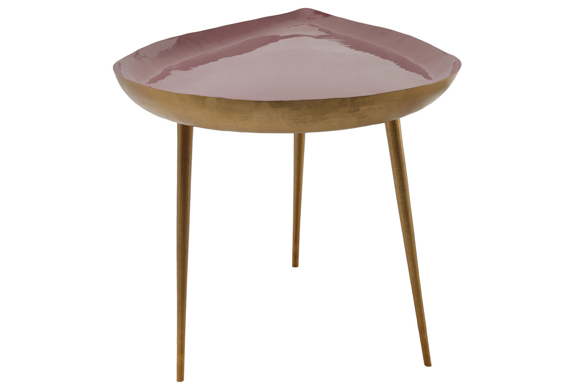 Mesa de centro en acero lacada rosa DROP