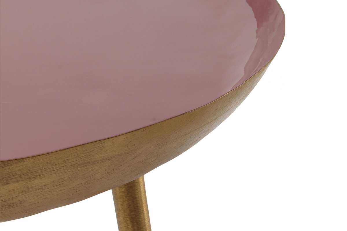 Mesa de centro en acero lacada rosa DROP