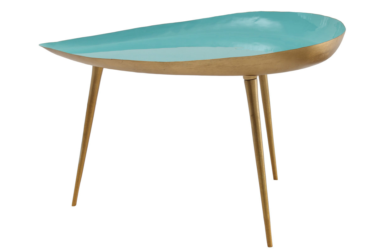 Mesa de centro en acero lacada verde agua DROP