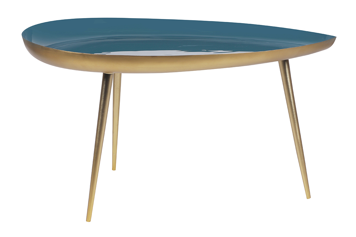Mesa de centro en acero lacado azul petrleo DROP