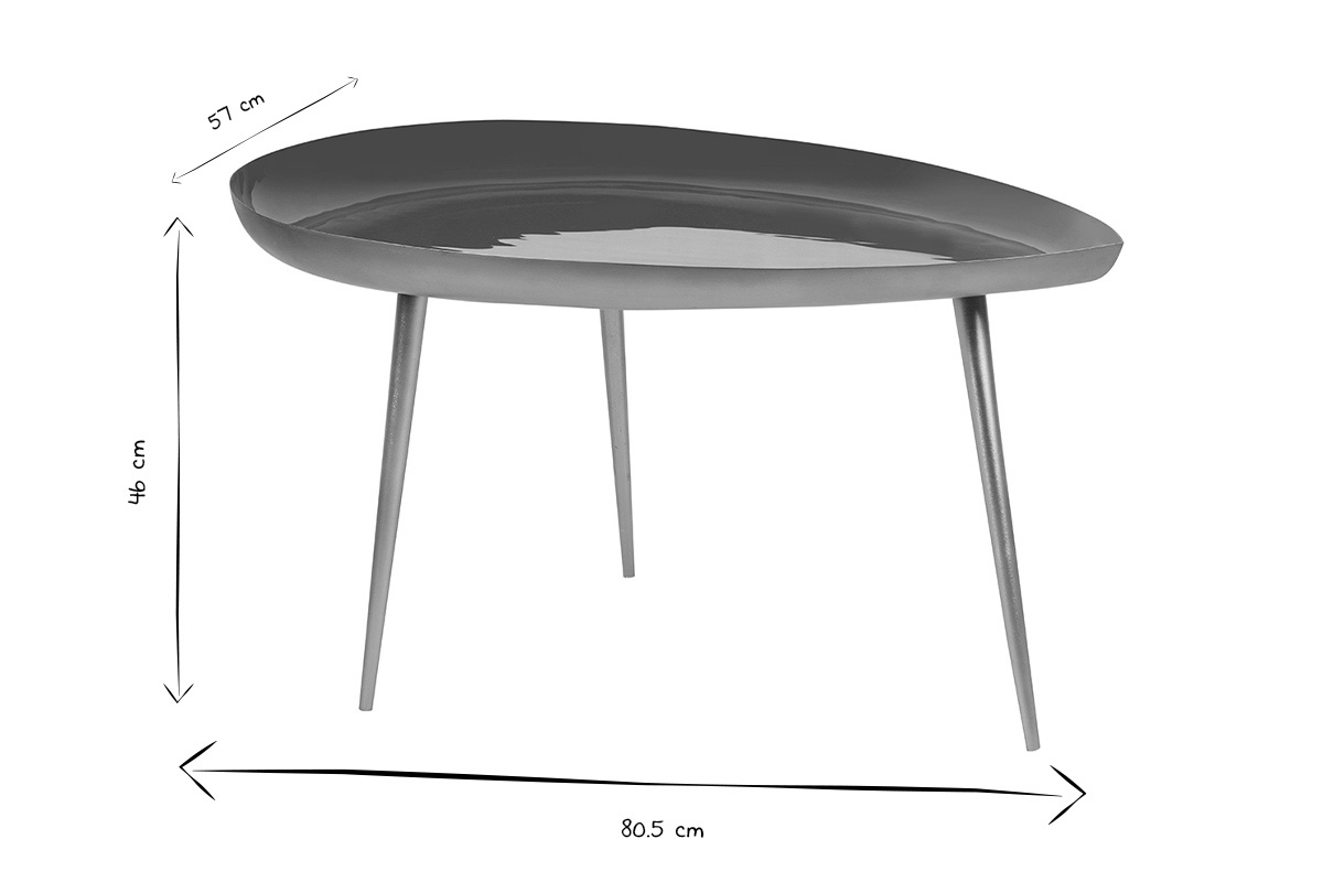 Mesa de centro en acero lacado azul petrleo DROP