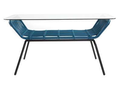 Mesa de centro en cristal y resina azul petr&oacute;leo TANGO