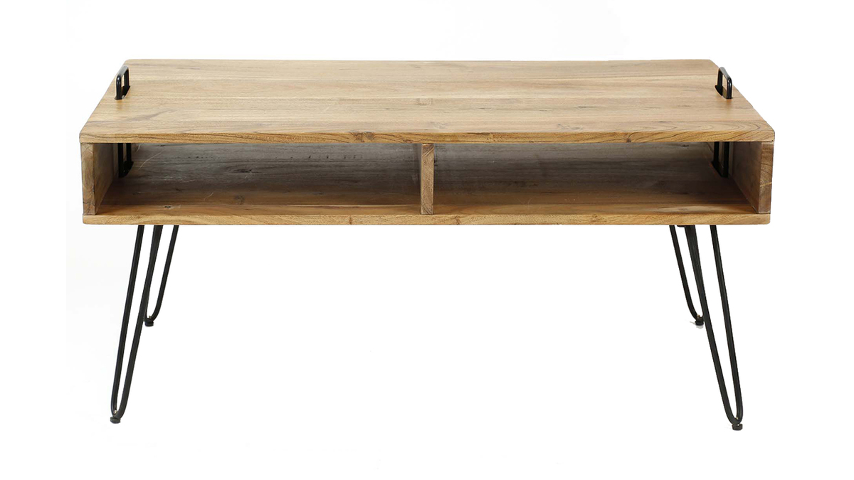 Mesa de centro en madera de acacia y metal negro ALVIN