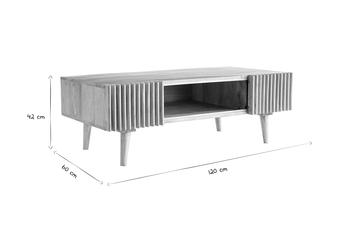 Mesa de centro en mango macizo con puertas correderas ALBA