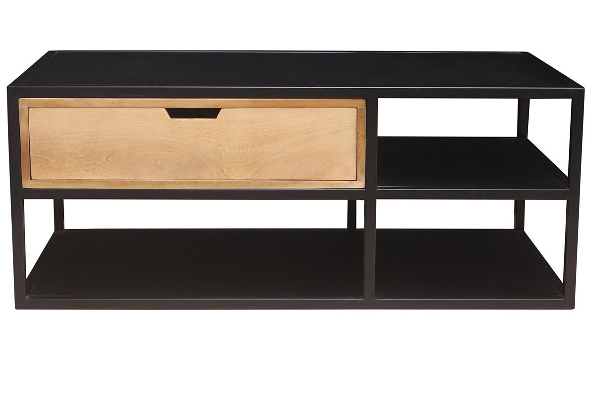 Mesa de centro en mango y metal negro JAIPUR