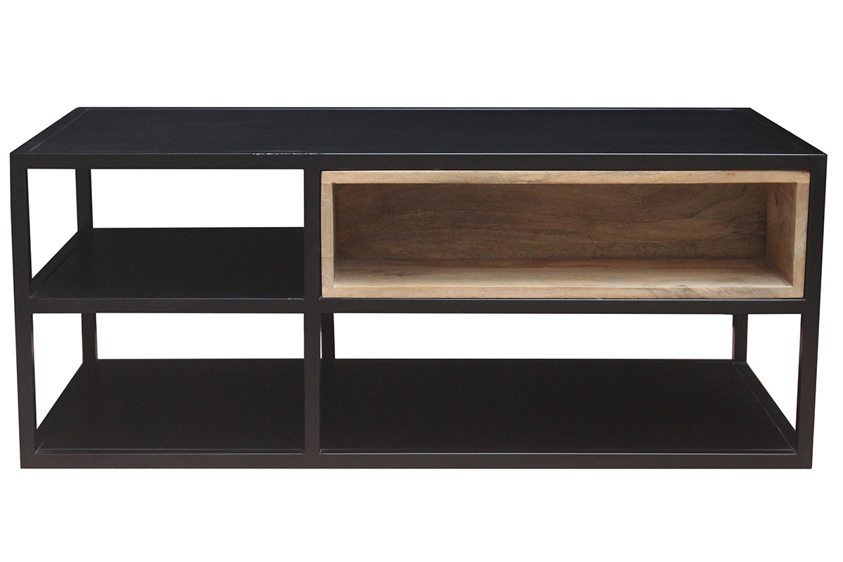 Mesa de centro en mango y metal negro JAIPUR