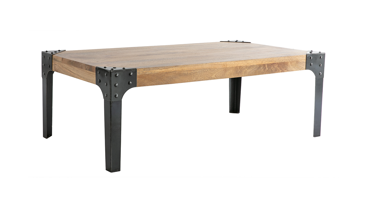 Mesa de centro en mango y metal negro L100 cm MADISON