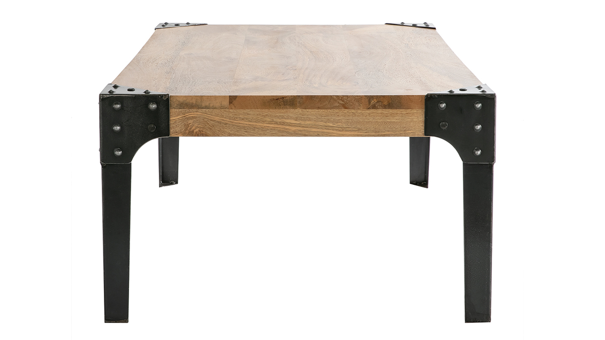 Mesa de centro en mango y metal negro L100 cm MADISON