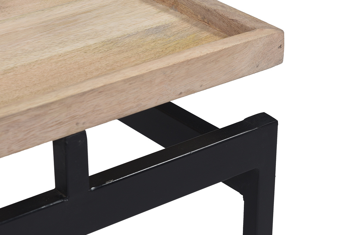 Mesa de centro en mangoy metal negro L100 cm FRAME