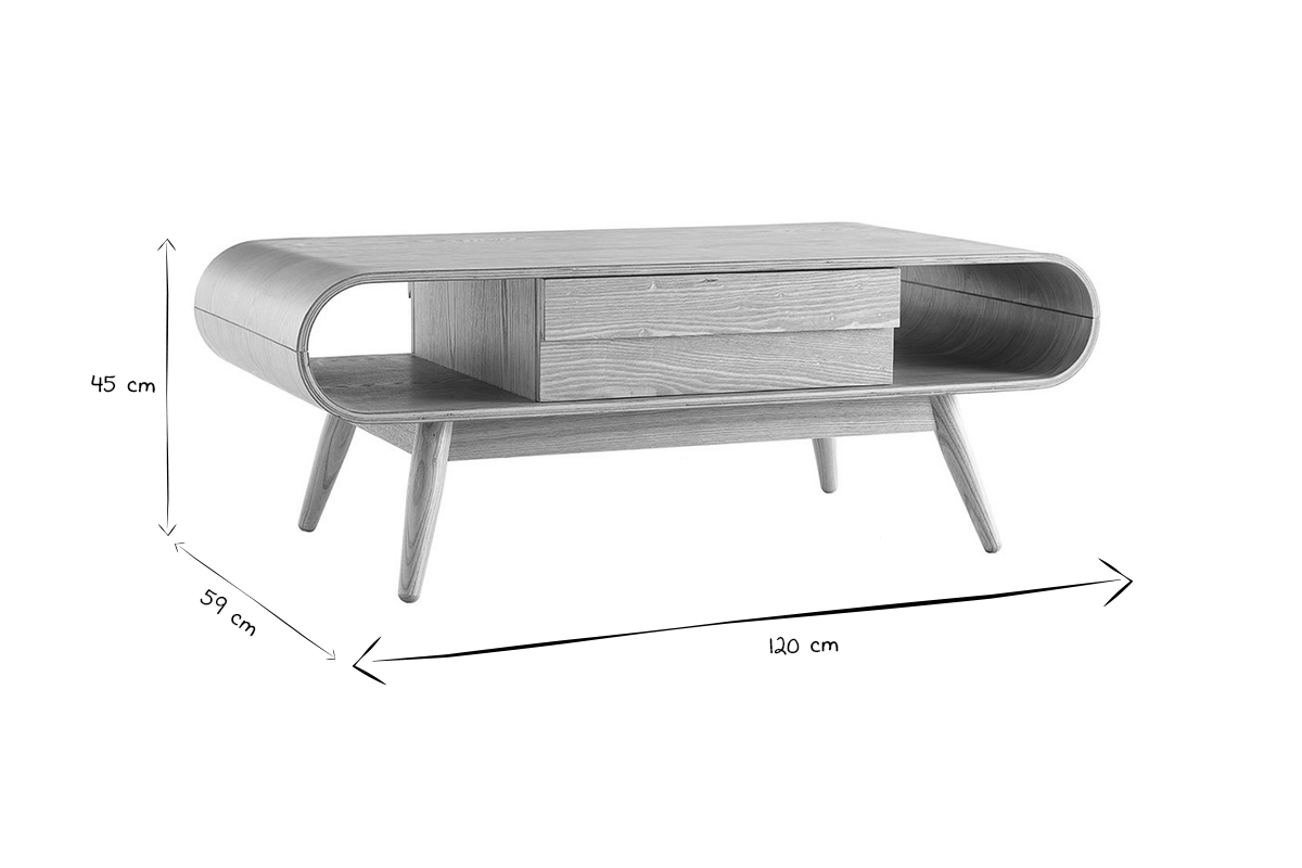 Mesa de centro escandinava madera natural BALTIK