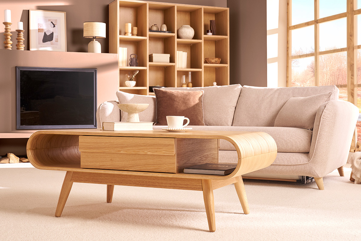Mesa de centro escandinava madera natural BALTIK