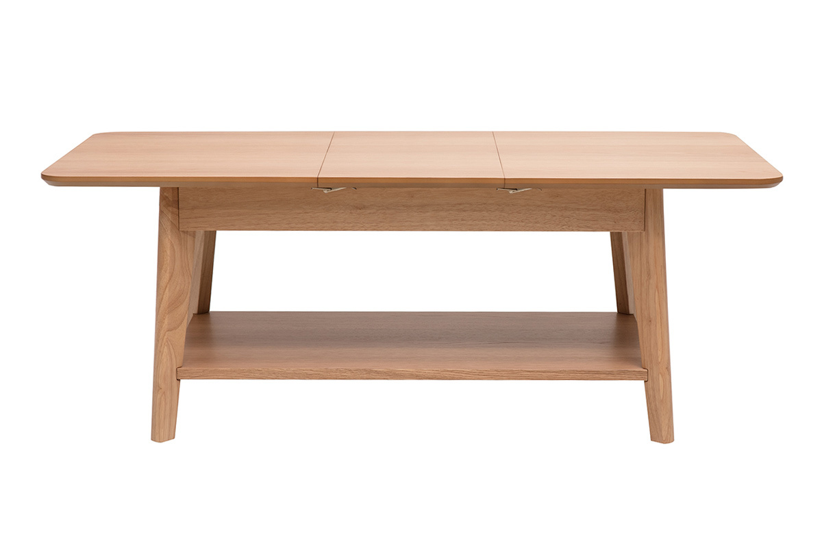 Mesa de centro extensible rectangular de madera clara L90-120 cm VILI