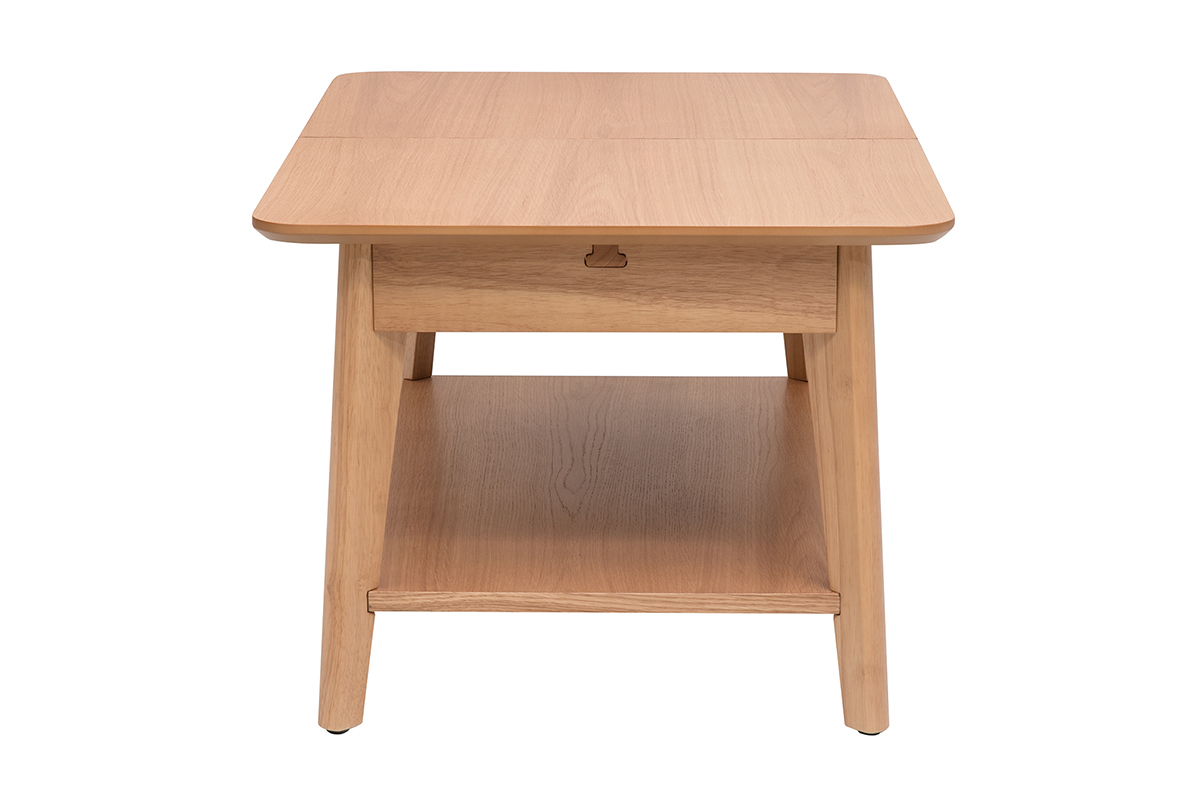 Mesa de centro extensible rectangular de madera clara L90-120 cm VILI
