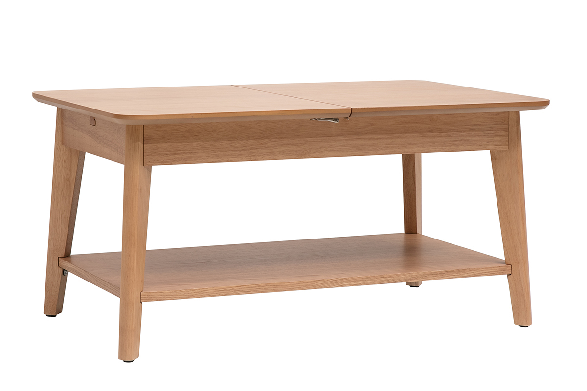Mesa de centro extensible rectangular de madera clara L90-120 cm VILI