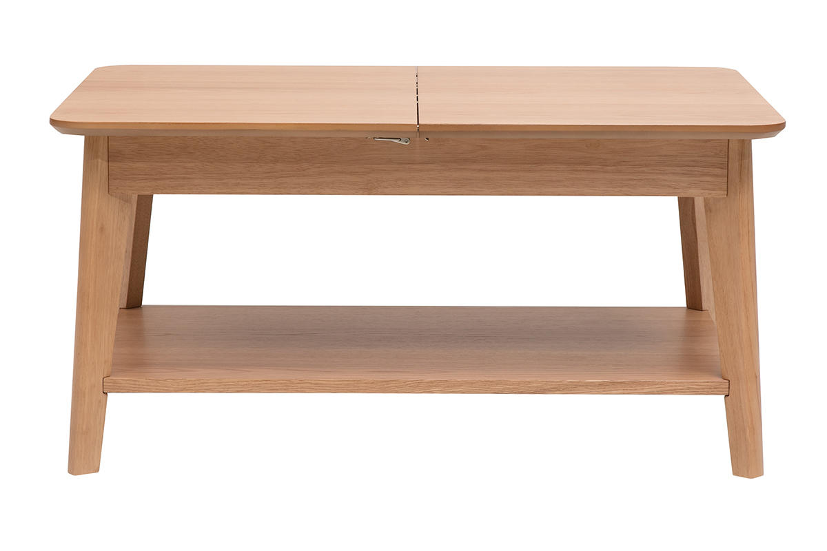 Mesa de centro extensible rectangular de madera clara L90-120 cm VILI