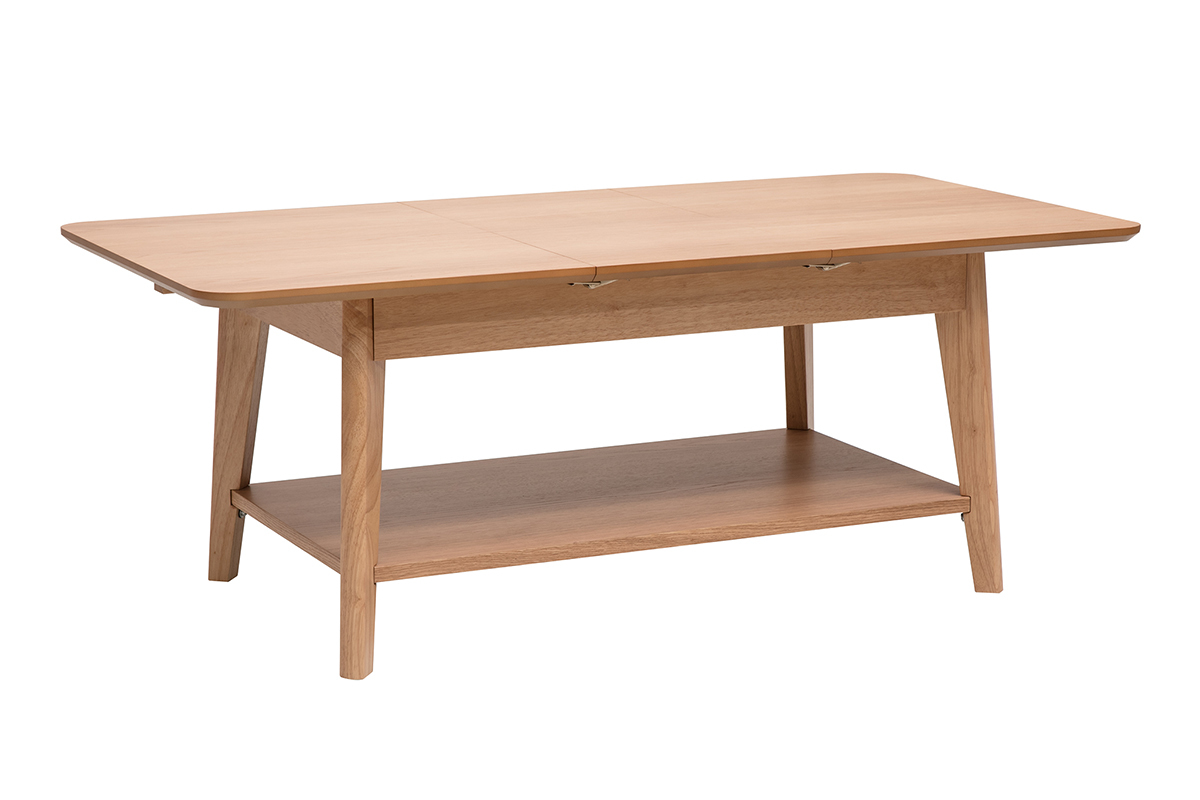 Mesa de centro extensible rectangular de madera clara L90-120 cm VILI