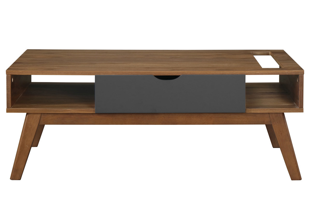 Mesa de centro gris antracita y nogal NEELA