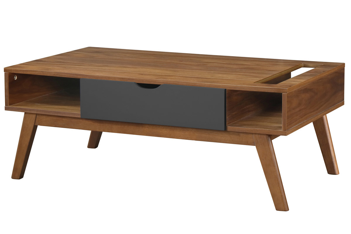 Mesa de centro gris antracita y nogal NEELA