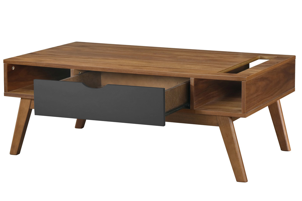 Mesa de centro gris antracita y nogal NEELA