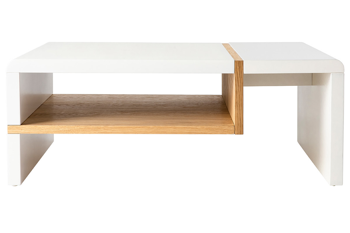 Mesa de centro lacada blanca y chapado roble INSERT