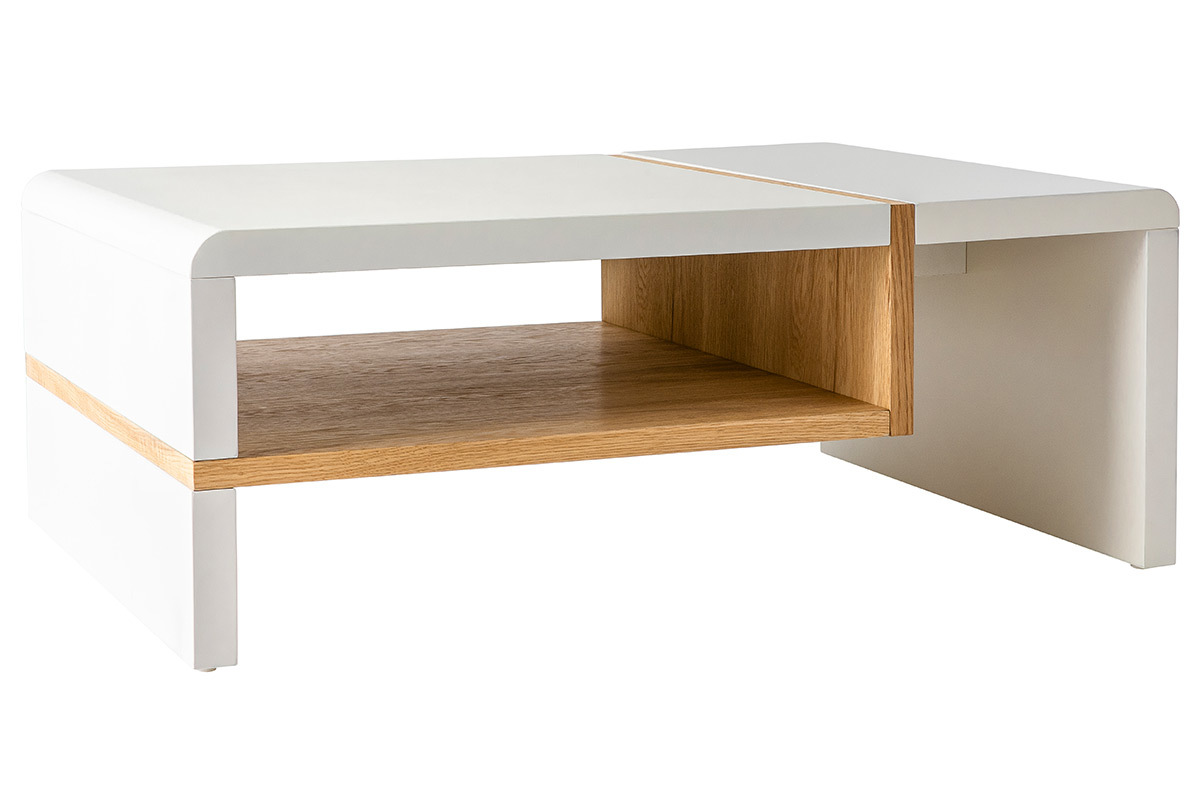 Mesa de centro lacada blanca y chapado roble INSERT
