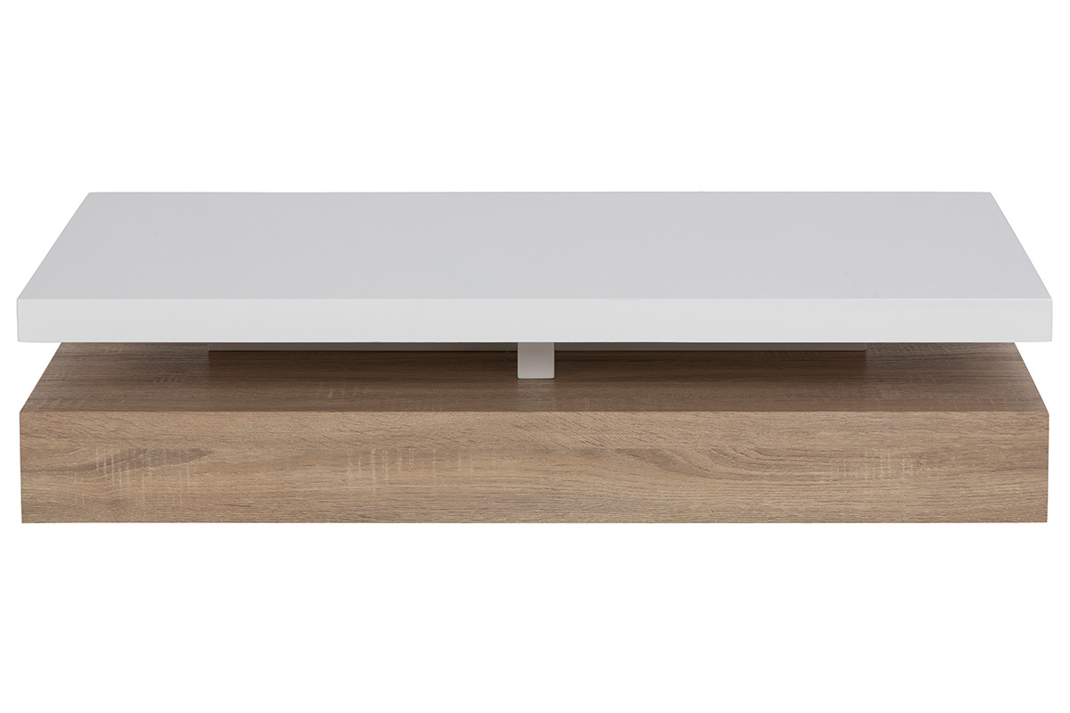 Mesa de centro lacado blanco brillante y madera SONOMA