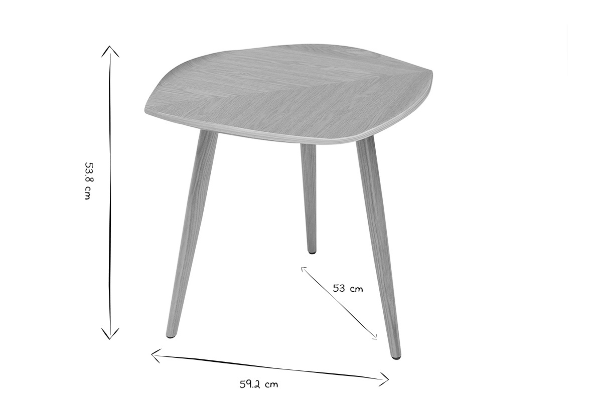 Mesa de centro madera en forma de hoja L60 cm PHYLL