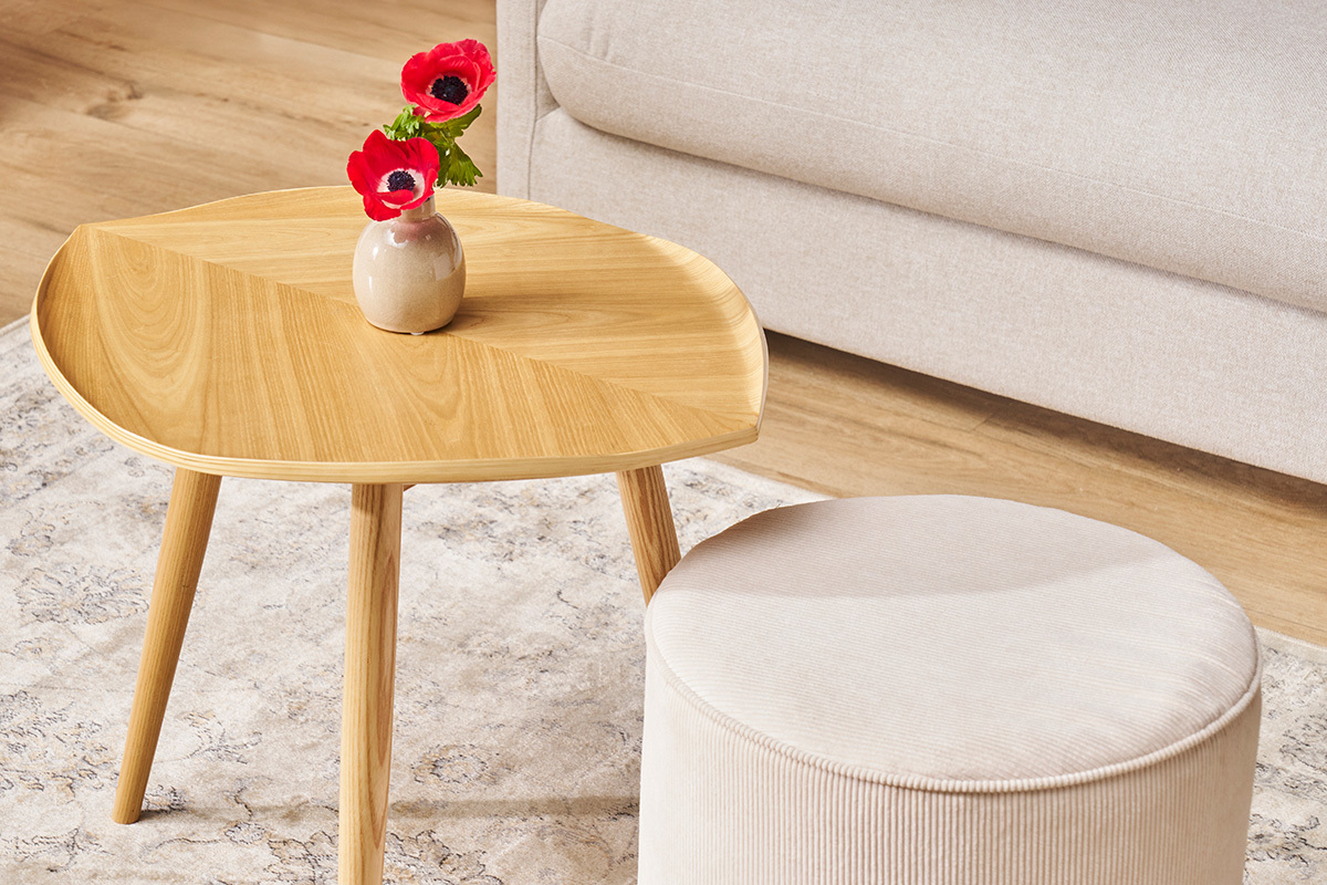 Mesa de centro madera en forma de hoja L60 cm PHYLL