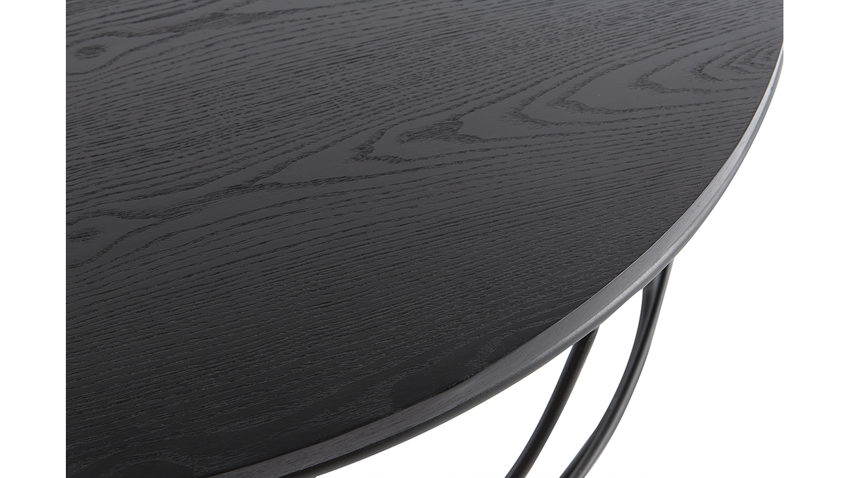Mesa de centro madera negra y metal negro D80 x A30 cm LACE