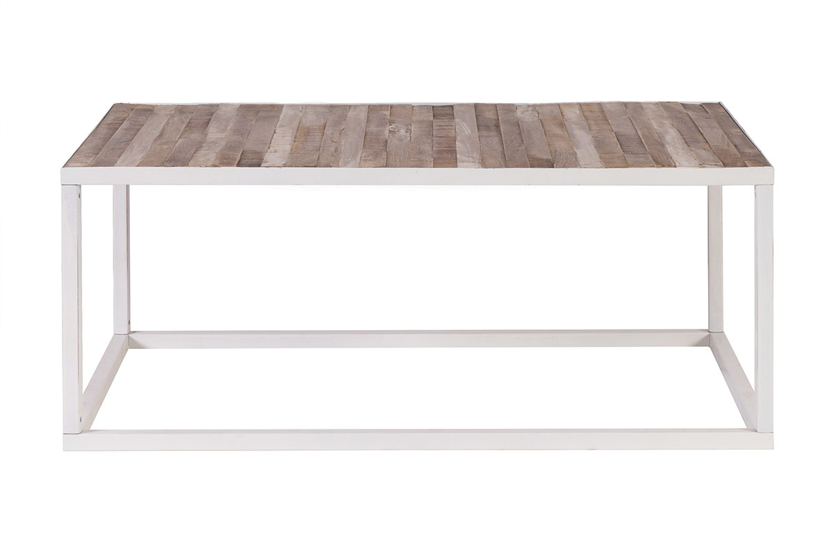 Mesa de centro madera y metal blanco 100 x 60 ROCHELLE