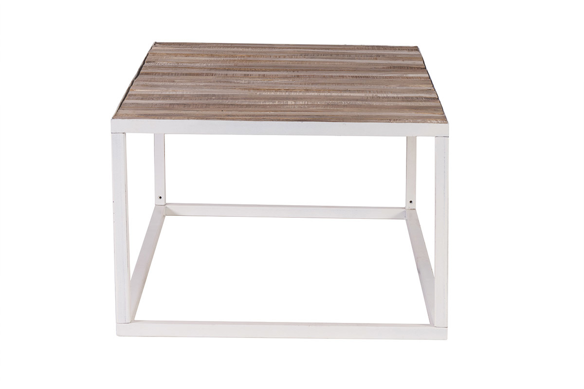 Mesa de centro madera y metal blanco 100 x 60 ROCHELLE