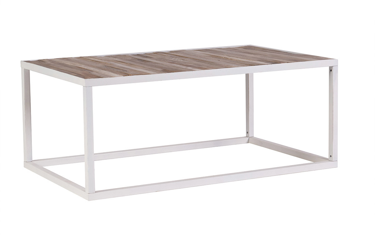 Mesa de centro madera y metal blanco 100 x 60 ROCHELLE