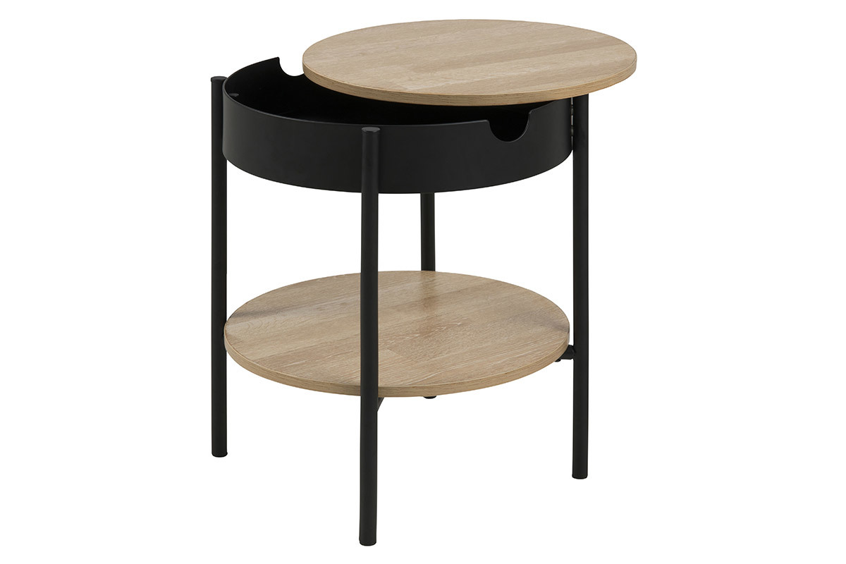 Mesa de centro madera y metal negro 45cm SUZIE