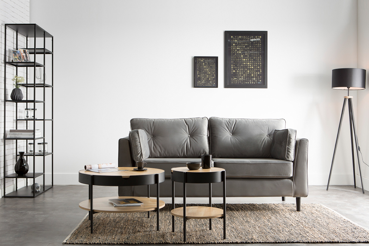 Mesa de centro madera y metal negro 45cm SUZIE