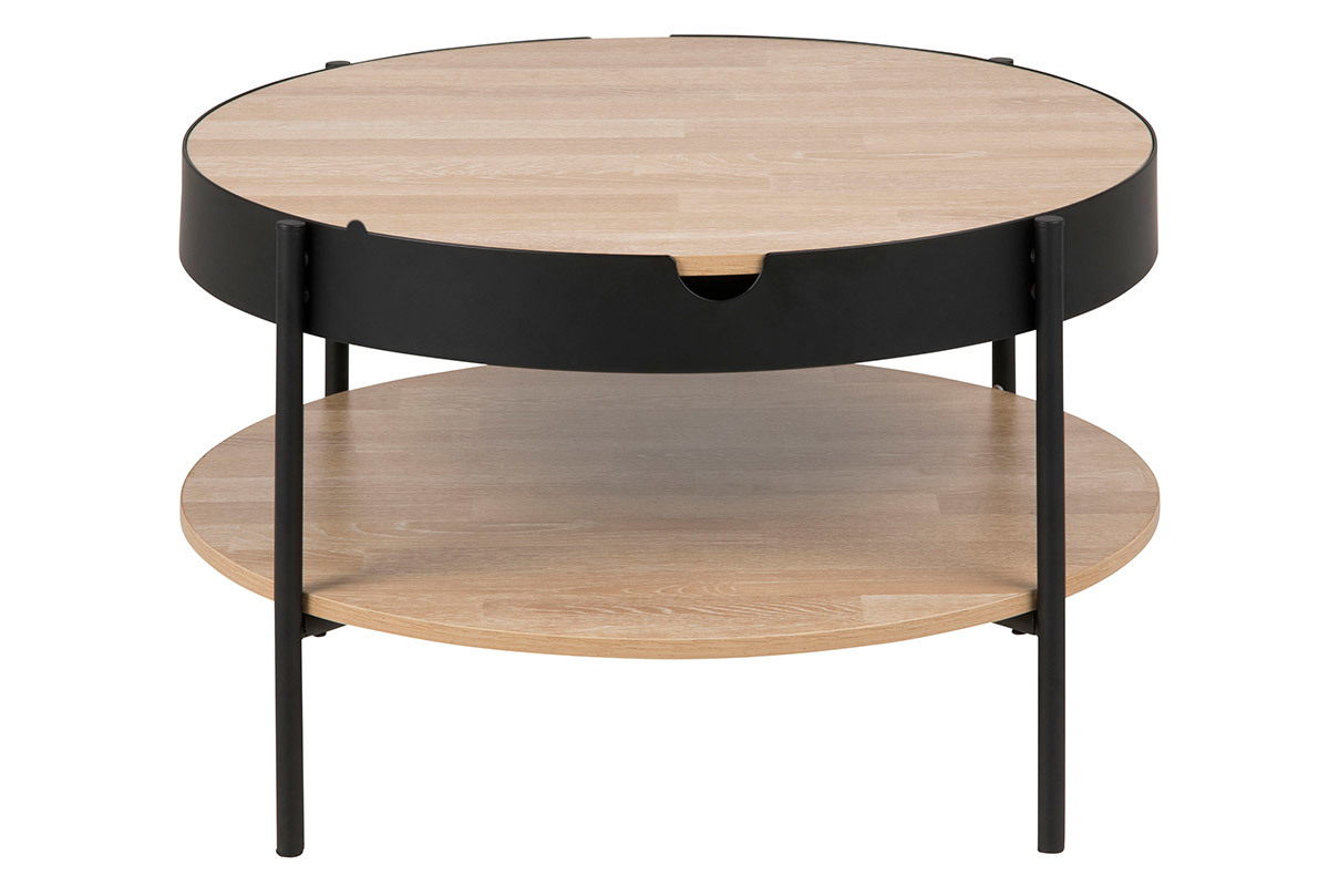 Mesa de centro madera y metal negro 75cm SUZIE