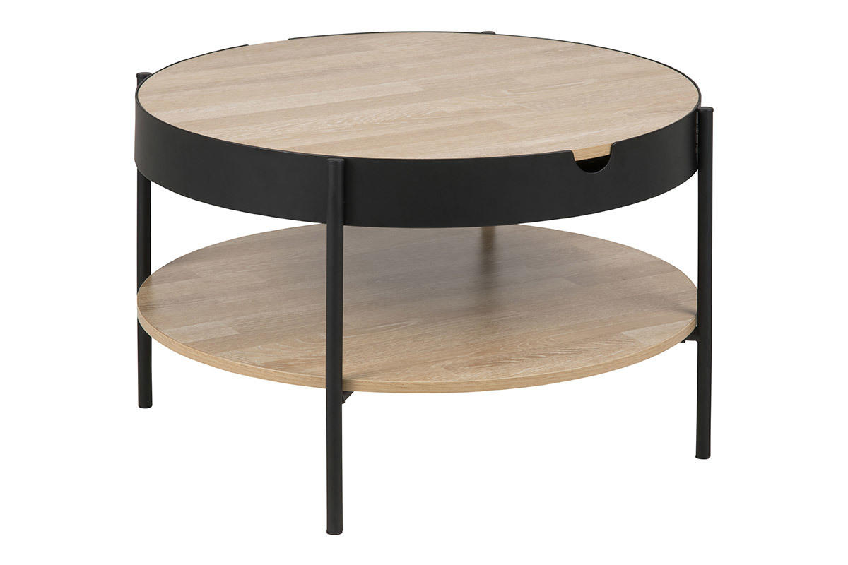 Mesa de centro madera y metal negro 75cm SUZIE